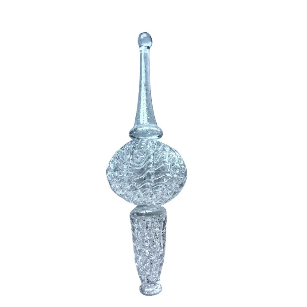Set Of 2 Iridescent Spun Glass Spire & Glass Teardrop Ornaments Glitter Accents - Picture 5 of 11